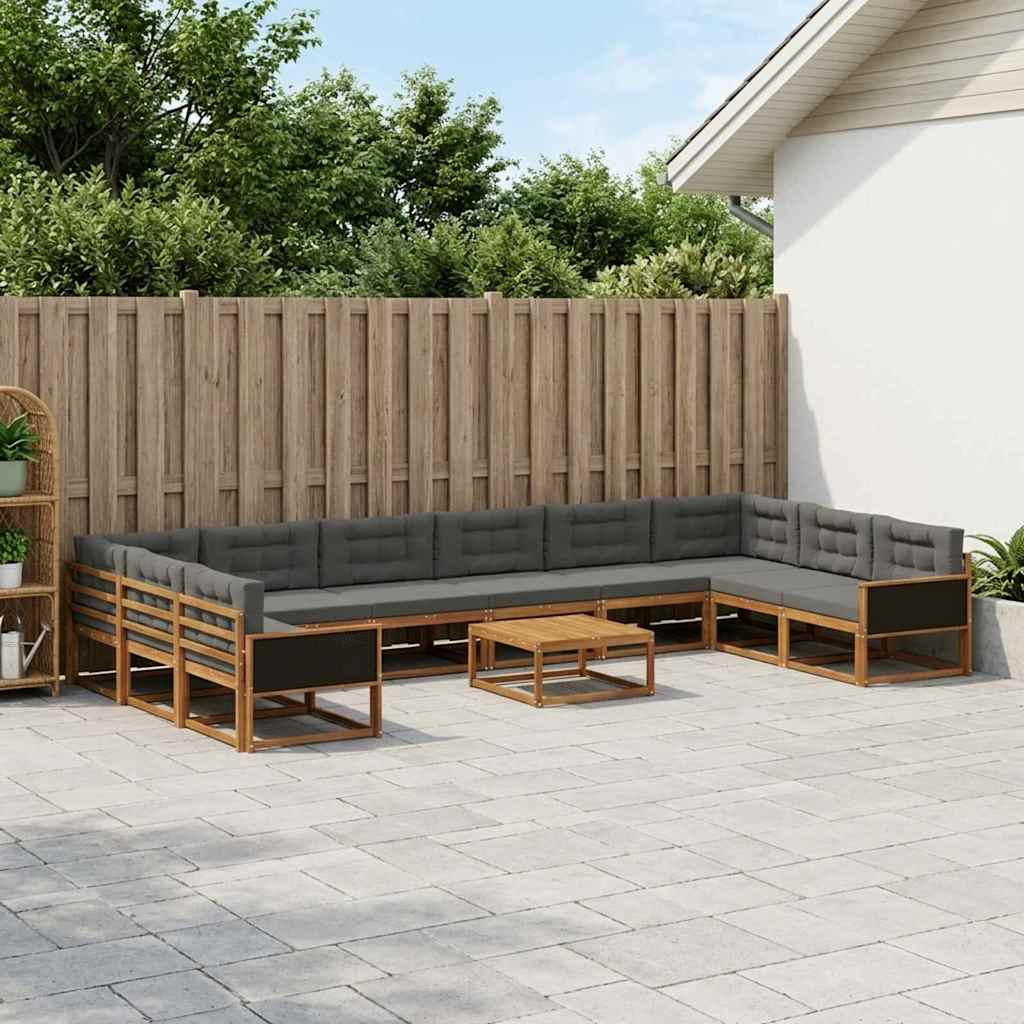 vidaXL Zestaw sof na zewnątrz 11 pcs Naturalny i Antracytowy