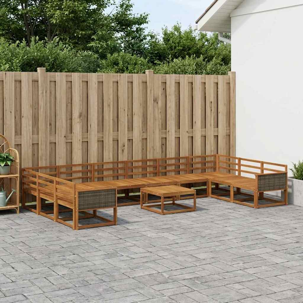 vidaXL Zestaw sof na zewnątrz 11 pcs naturalny Lite Drewno Akacji