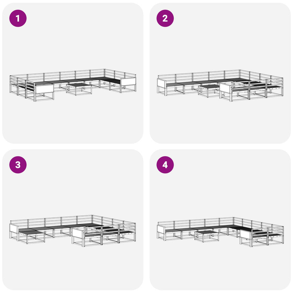 vidaXL Zestaw sof na zewnątrz 11 pcs naturalny Lite Drewno Akacji