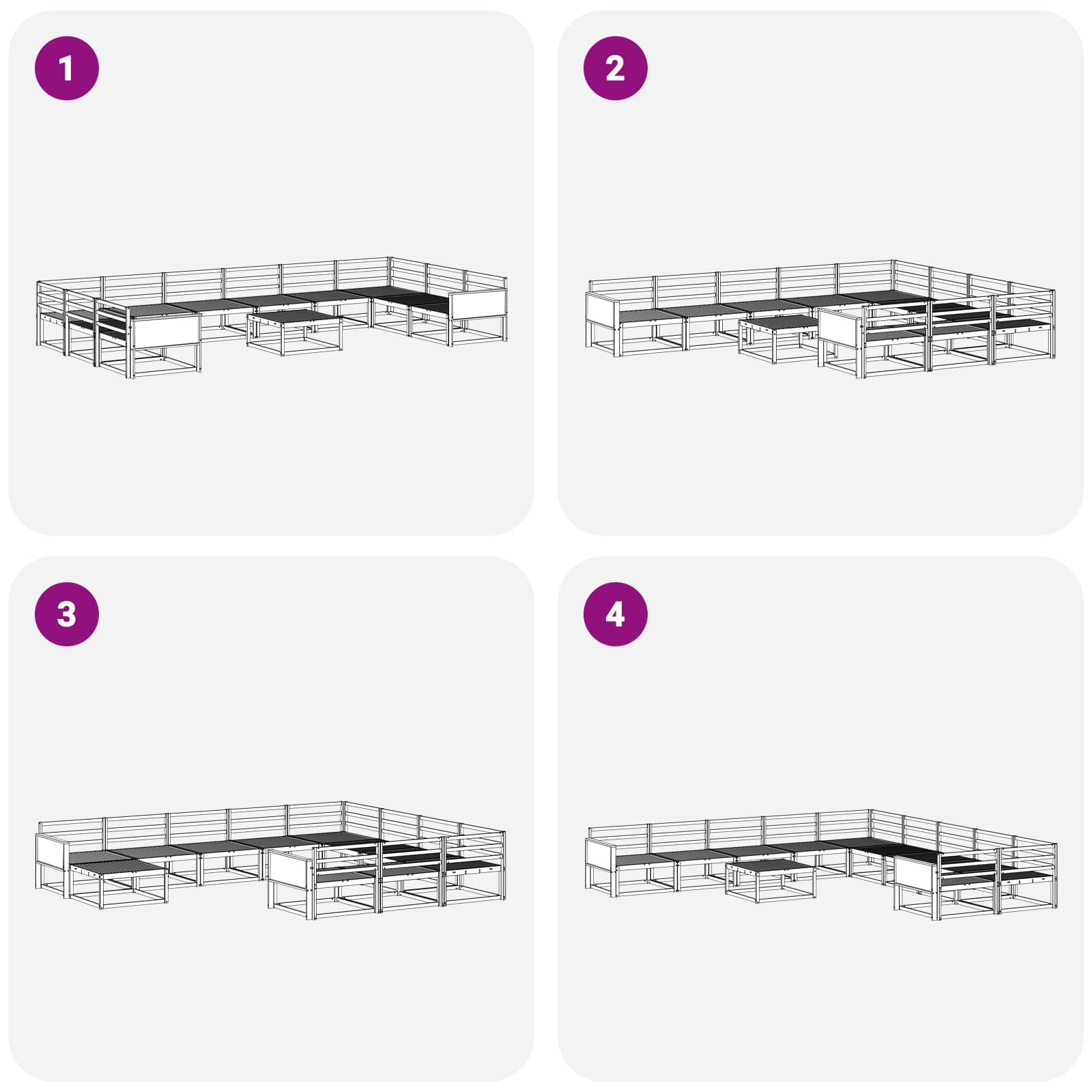 vidaXL Zestaw sof na zewnątrz 11 pcs naturalny Lite Drewno Akacji