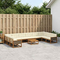 vidaXL Zestaw sof na zewnątrz z poduszką 11 pcs Naturalny i Kremowy