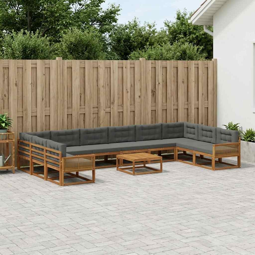 vidaXL Zestaw sof na zewnątrz 11 pcs Naturalny i Antracytowy