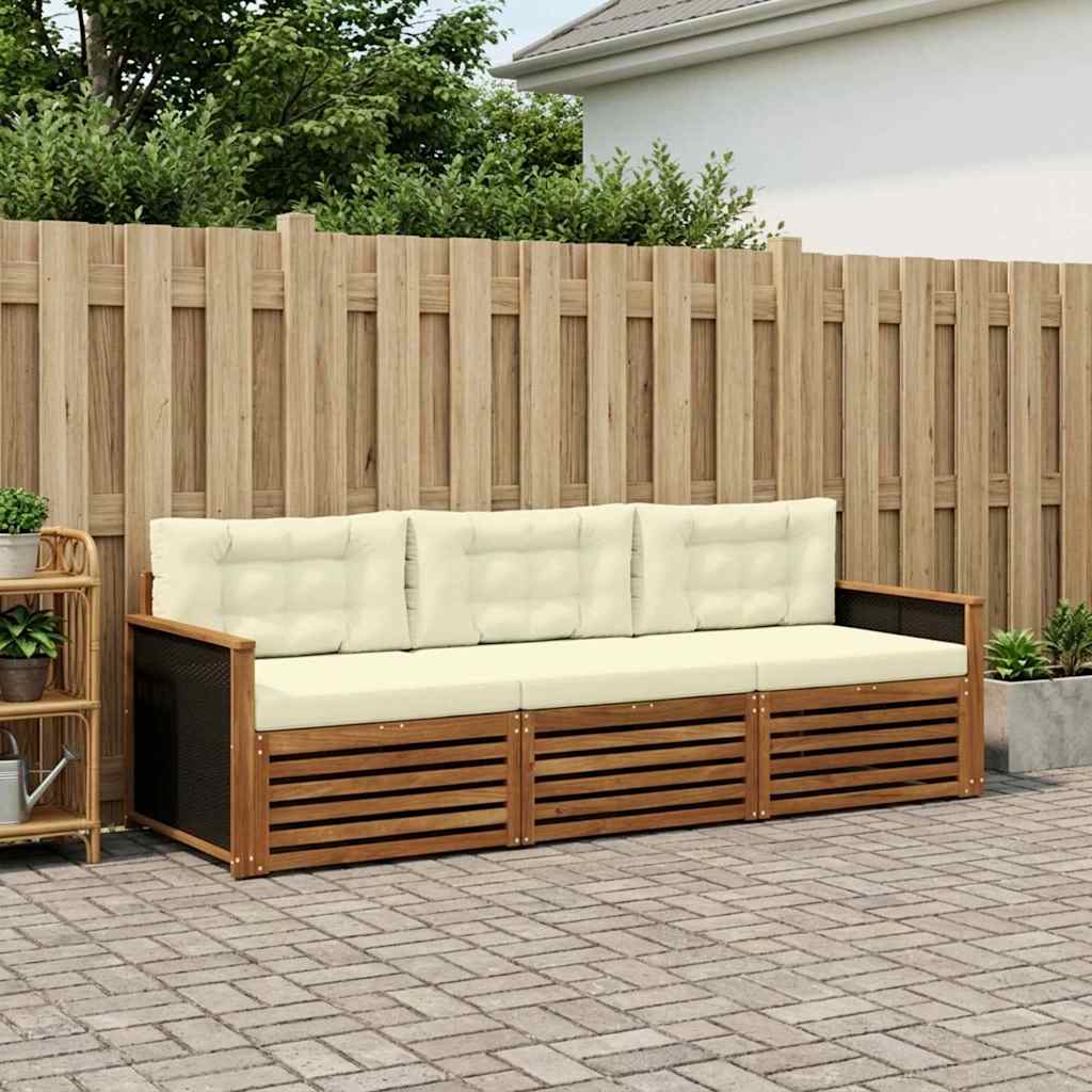 vidaXL Zestaw sof na zewnątrz 3 pcs Naturalny i Kremowy Poliester