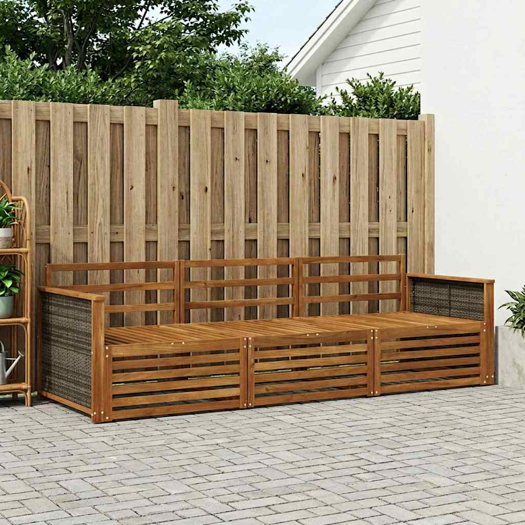 vidaXL Zestaw sof na zewnątrz 3 pcs naturalny Lite Drewno Akacji