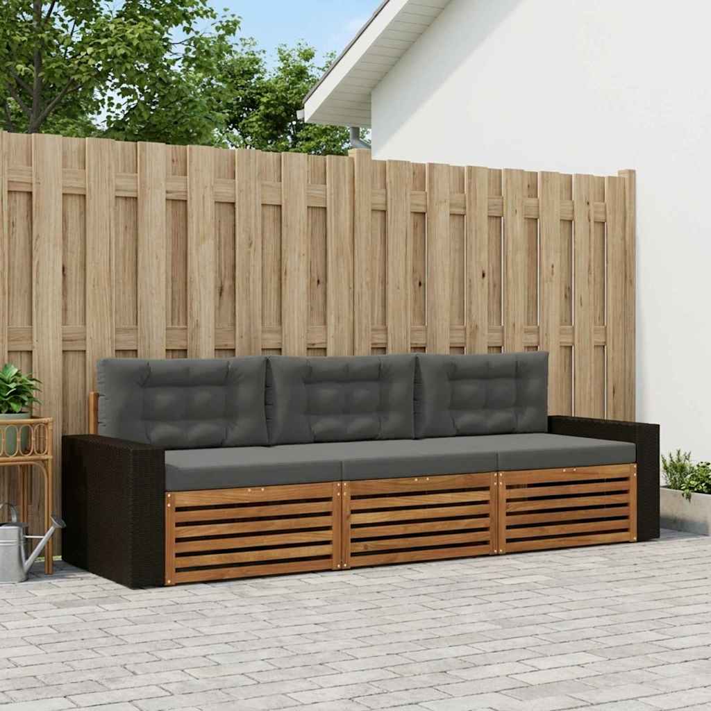 vidaXL Zestaw sof na zewnątrz 3 pcs Naturalny i Antracytowy Poliester