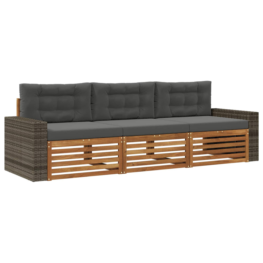 vidaXL Zestaw sof na zewnątrz 3 pcs Naturalny i Antracytowy Poliester