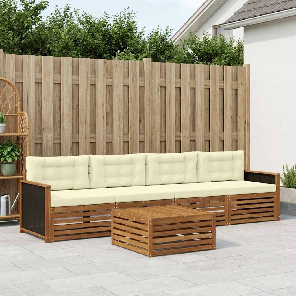 vidaXL Zestaw sof na zewnątrz z poduszką 5 pcs Naturalny i Kremowy