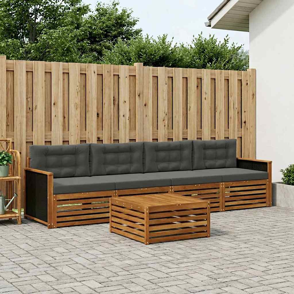 vidaXL Zestaw sof na zewnątrz z poduszką 5 pcs Naturalny i Antracytowy