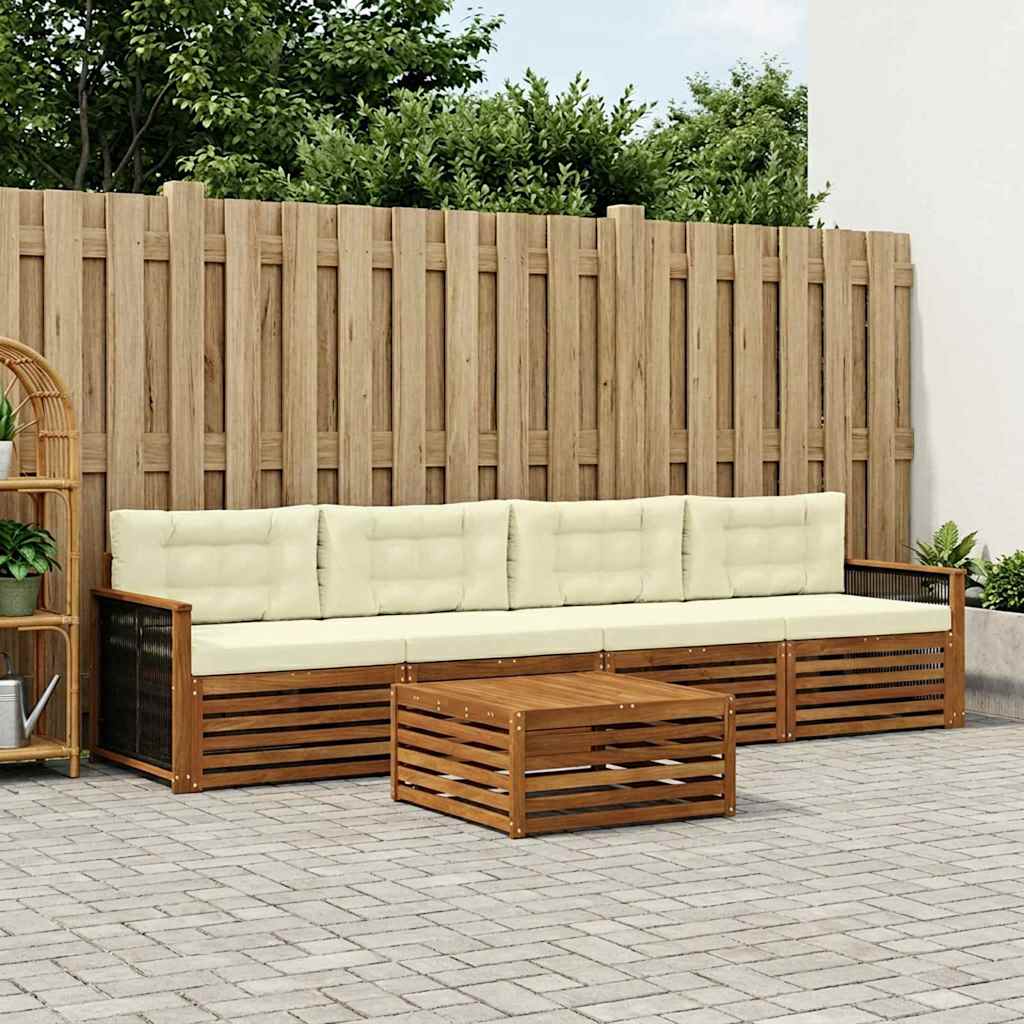 vidaXL Zestaw sof na zewnątrz z poduszką 5 pcs Naturalny i Kremowy