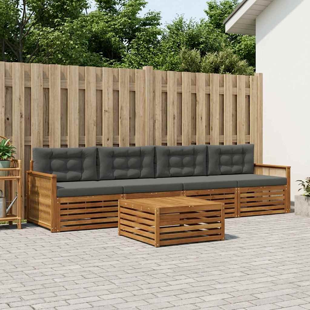 vidaXL Zestaw sof na zewnątrz z poduszką 5 pcs Naturalny i Antracytowy