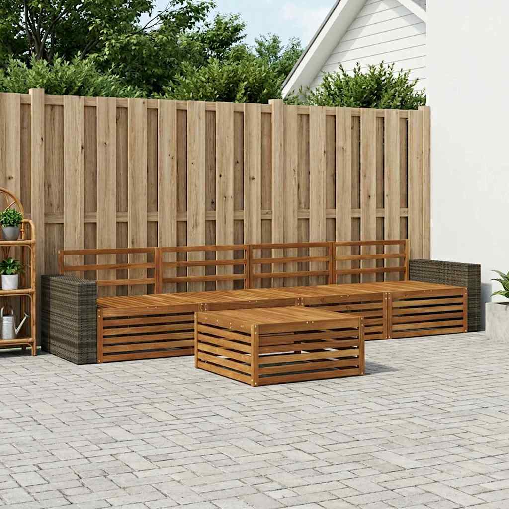vidaXL Zestaw sof na zewnątrz 5 pcs naturalny Lite Drewno Akacji