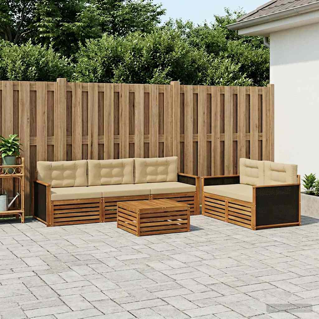 vidaXL Zestaw sof na zewnątrz 6 pcs Naturalny i Beżowy