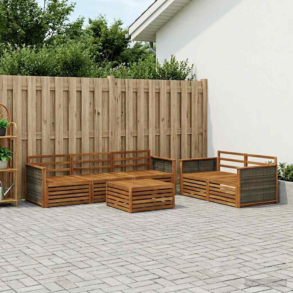 vidaXL Zestaw sof na zewnątrz 6 pcs naturalny Lite Drewno Akacji