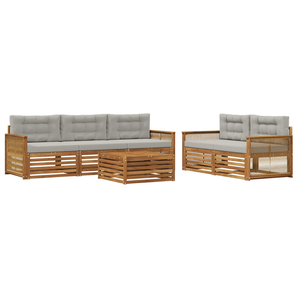 vidaXL Zestaw sof na zewnątrz z poduszką 6 pcs Naturalny i jasnoszary