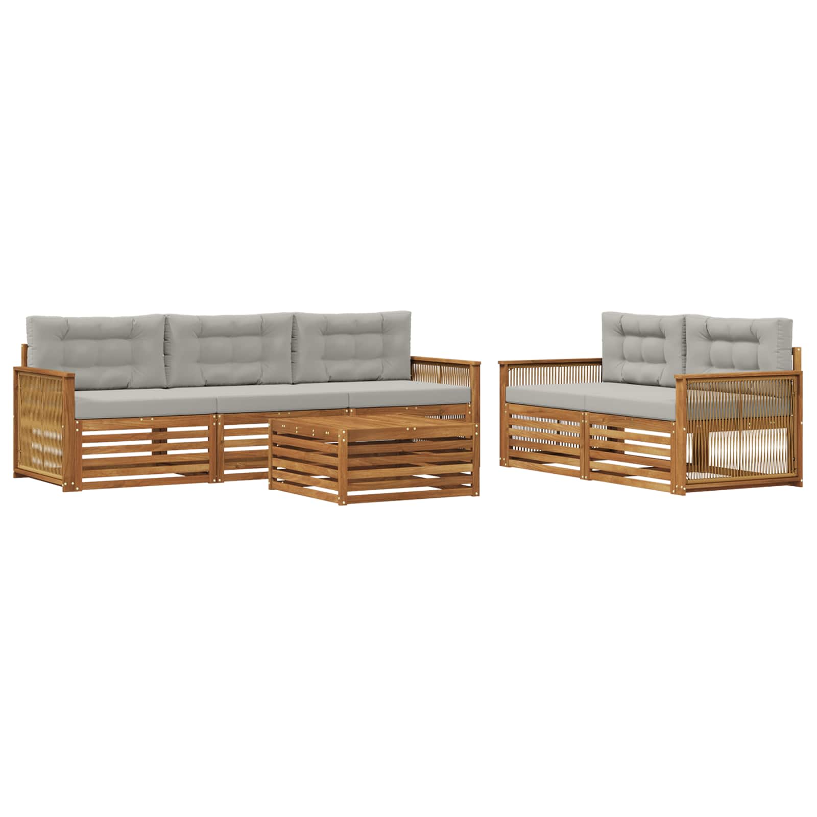 vidaXL Zestaw sof na zewnątrz z poduszką 6 pcs Naturalny i jasnoszary