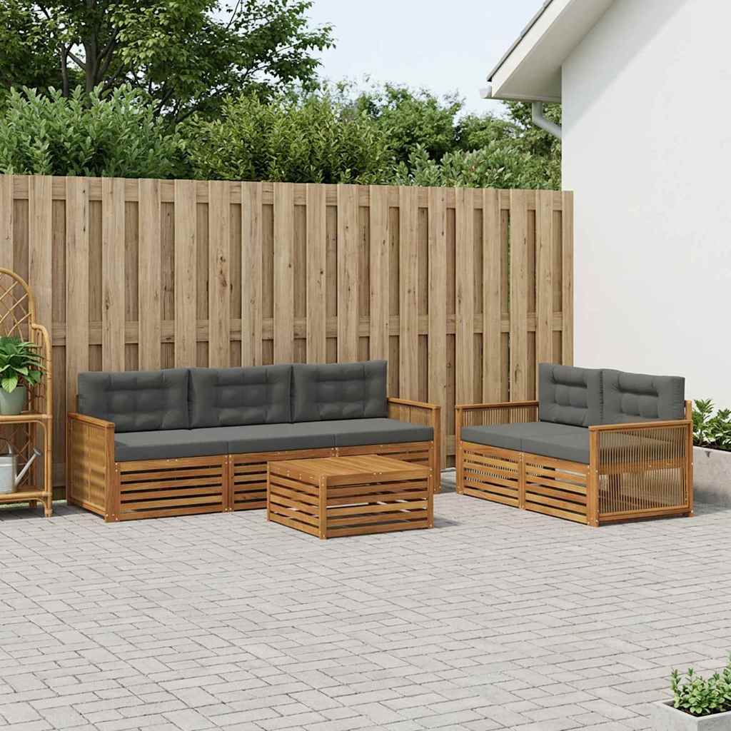 vidaXL Zestaw sof na zewnątrz z poduszką 6 pcs Naturalny i Antracytowy