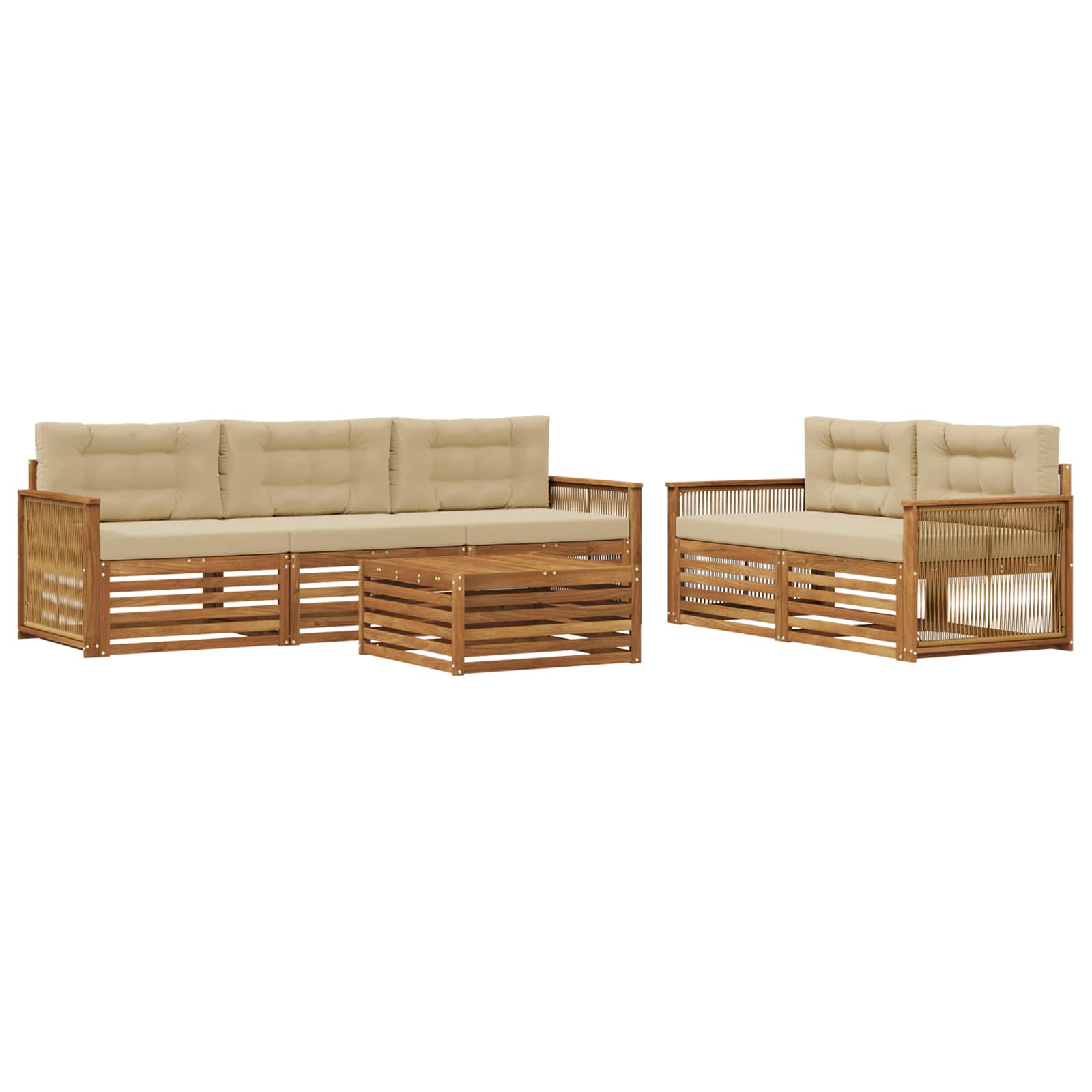 vidaXL Zestaw sof na zewnątrz z poduszką 6 pcs Naturalny i Beżowy