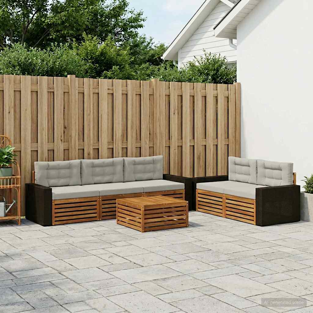 vidaXL Zestaw sof na zewnątrz 6 pcs Naturalny i jasnoszary