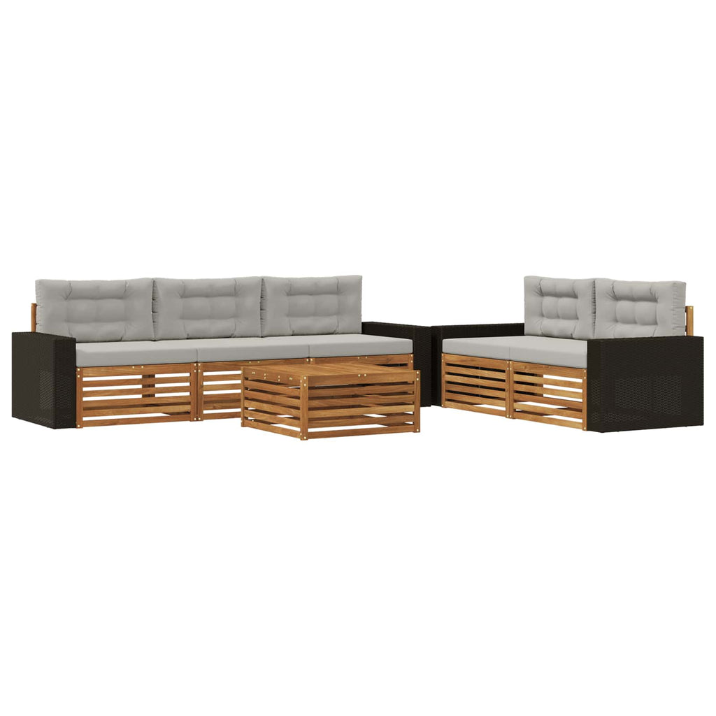 vidaXL Zestaw sof na zewnątrz 6 pcs Naturalny i jasnoszary
