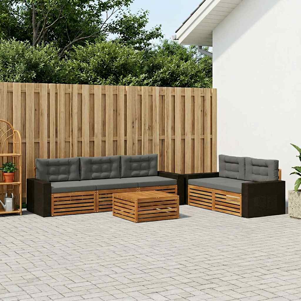 vidaXL Zestaw sof na zewnątrz 6 pcs Naturalny i Antracytowy