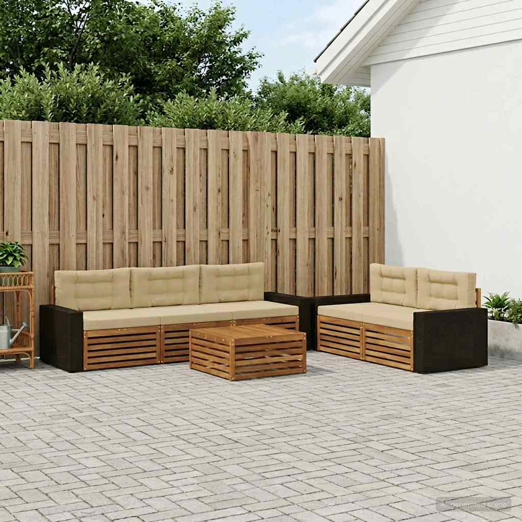 vidaXL Zestaw sof na zewnątrz 6 pcs Naturalny i Beżowy