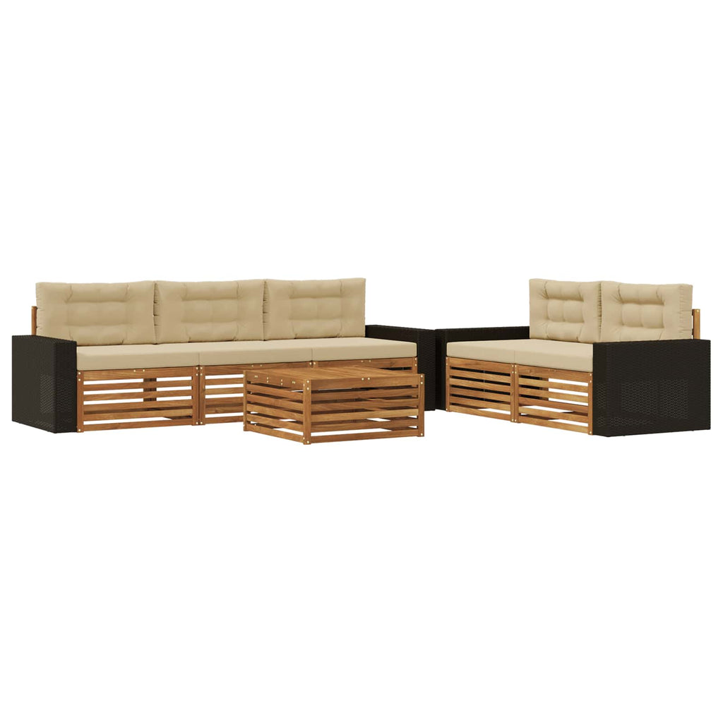 vidaXL Zestaw sof na zewnątrz 6 pcs Naturalny i Beżowy