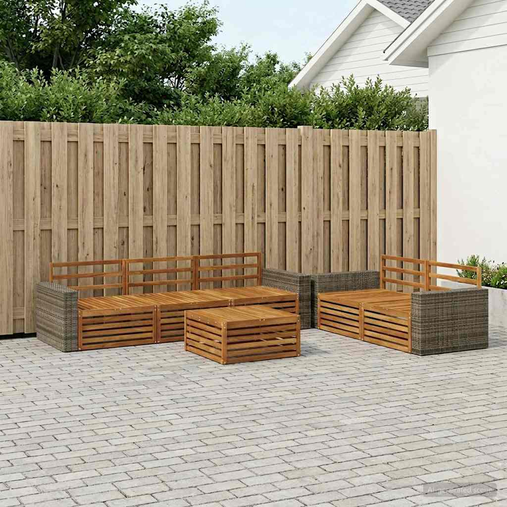 vidaXL Zestaw sof na zewnątrz 6 pcs naturalny Lite Drewno Akacji