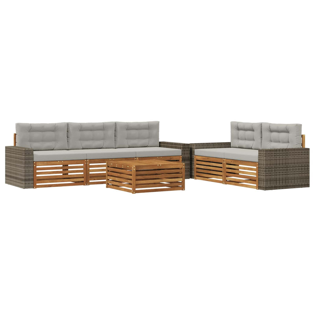 vidaXL Zestaw sof na zewnątrz 6 pcs Naturalny i jasnoszary