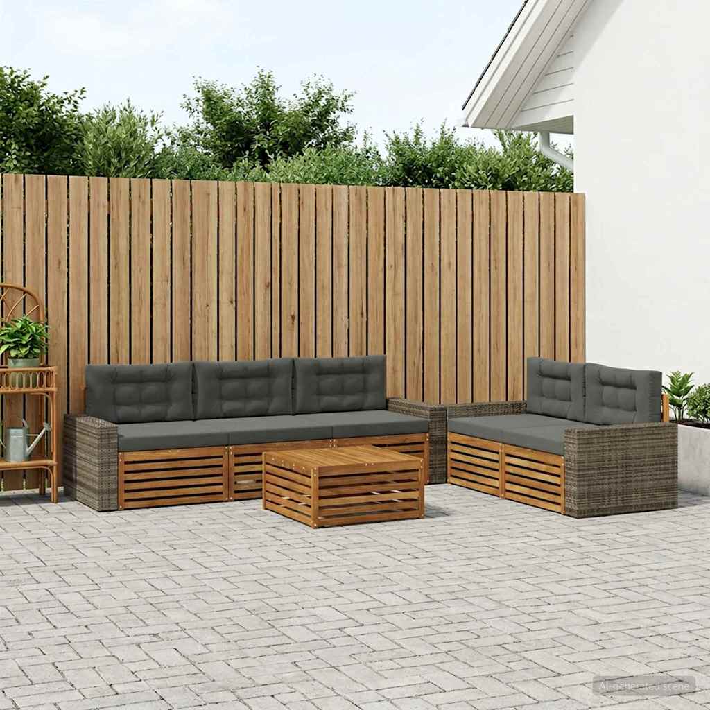 vidaXL Zestaw sof na zewnątrz 6 pcs Naturalny i Antracytowy