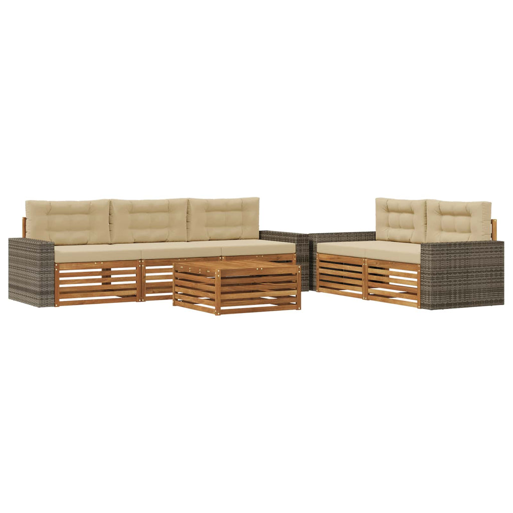 vidaXL Zestaw sof na zewnątrz 6 pcs Naturalny i Beżowy