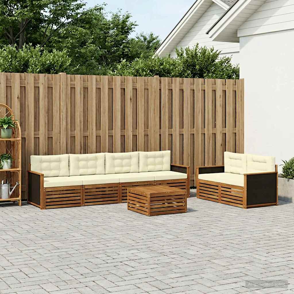 vidaXL Zestaw sof na zewnątrz 7 pcs Naturalny i Kremowy Poliester