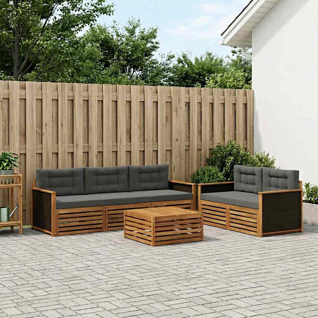 vidaXL Zestaw sof na zewnątrz 7 pcs Naturalny i Antracytowy Poliester