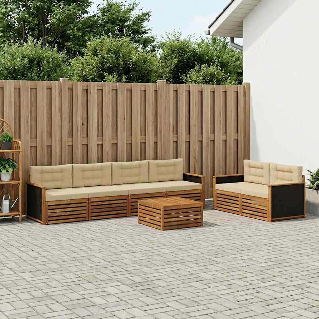 vidaXL Zestaw sof na zewnątrz 7 pcs Naturalny i Beżowy Poliester
