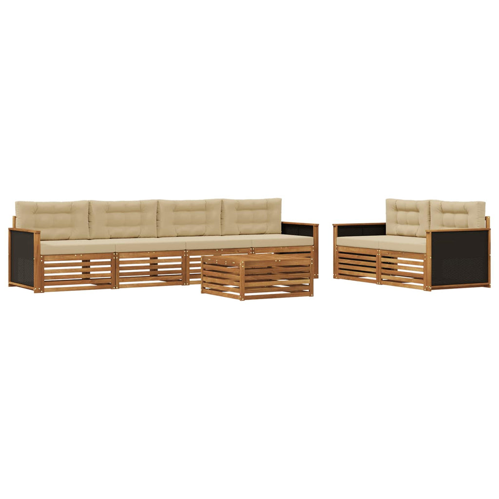 vidaXL Zestaw sof na zewnątrz 7 pcs Naturalny i Beżowy Poliester