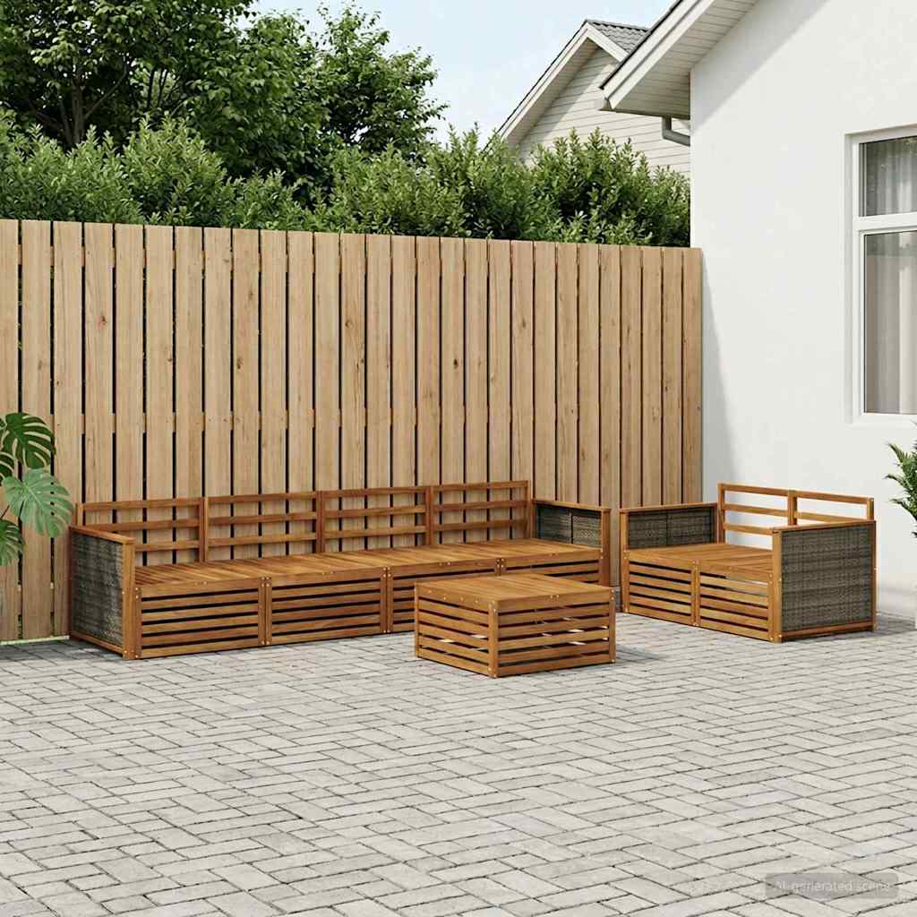 vidaXL Zestaw sof na zewnątrz 7 pcs naturalny Lite Drewno Akacji