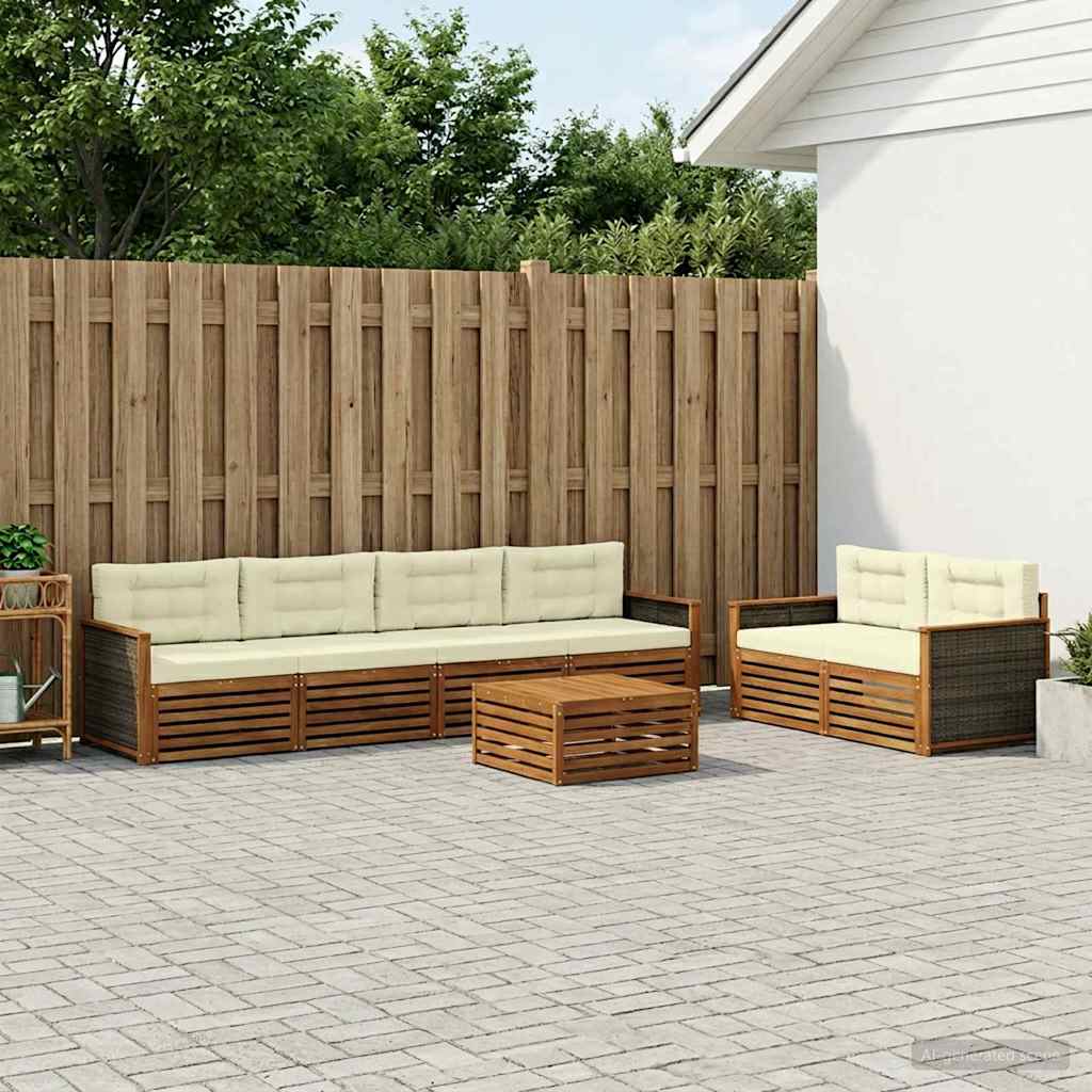 vidaXL Zestaw sof na zewnątrz z poduszką 7 pcs Naturalny i Kremowy