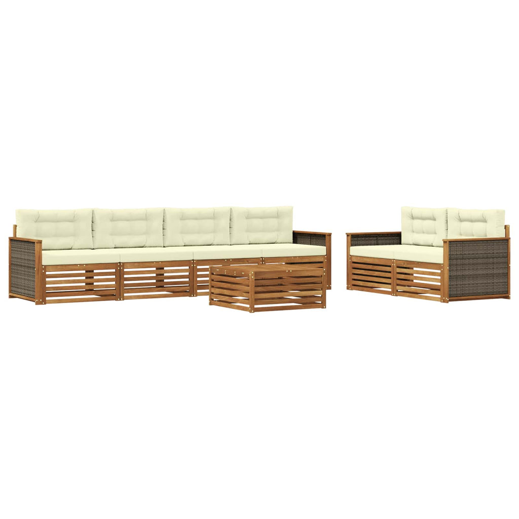 vidaXL Zestaw sof na zewnątrz z poduszką 7 pcs Naturalny i Kremowy