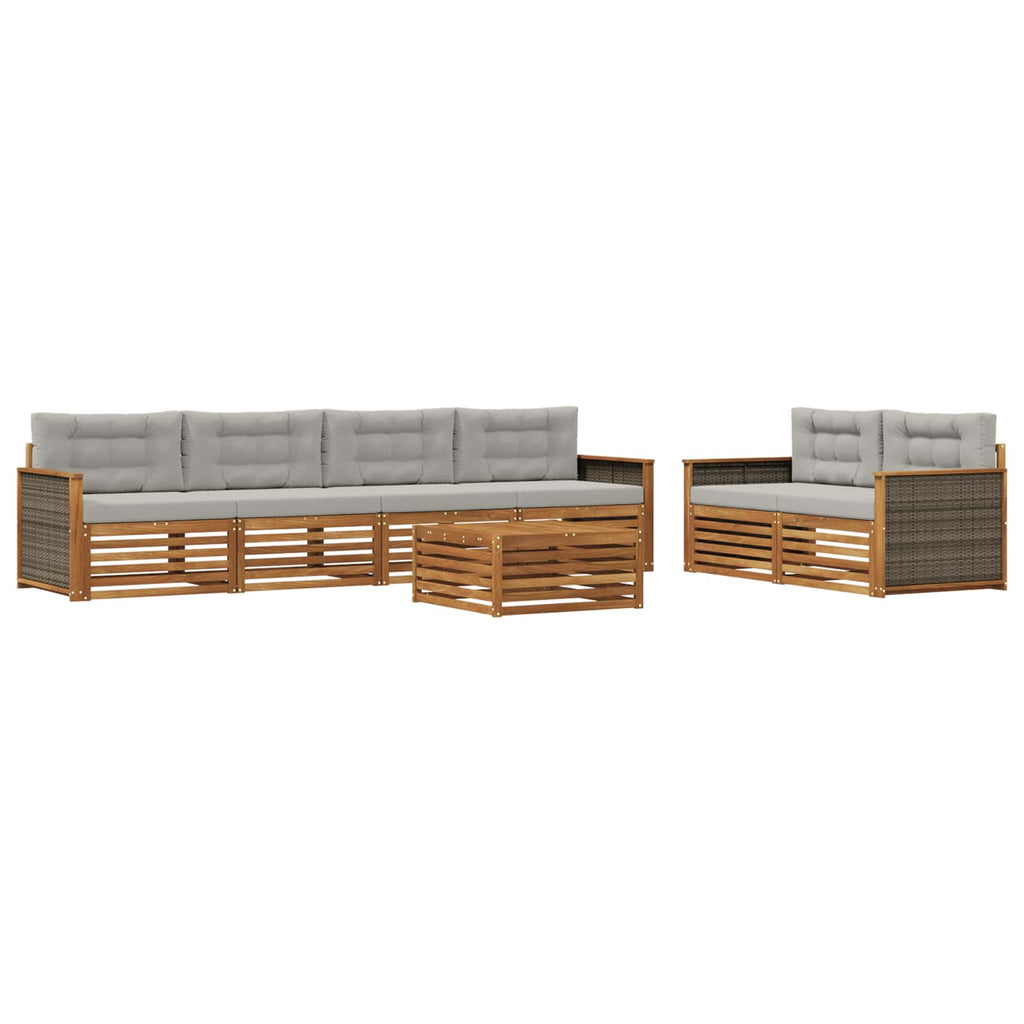 vidaXL Zestaw sof na zewnątrz z poduszką 7 pcs Naturalny i jasnoszary