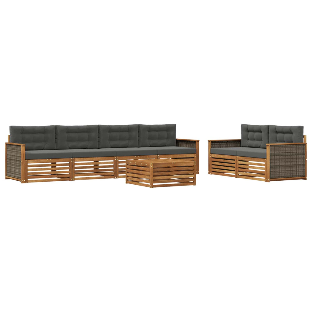 vidaXL Zestaw sof na zewnątrz z poduszką 7 pcs Naturalny i Antracytowy