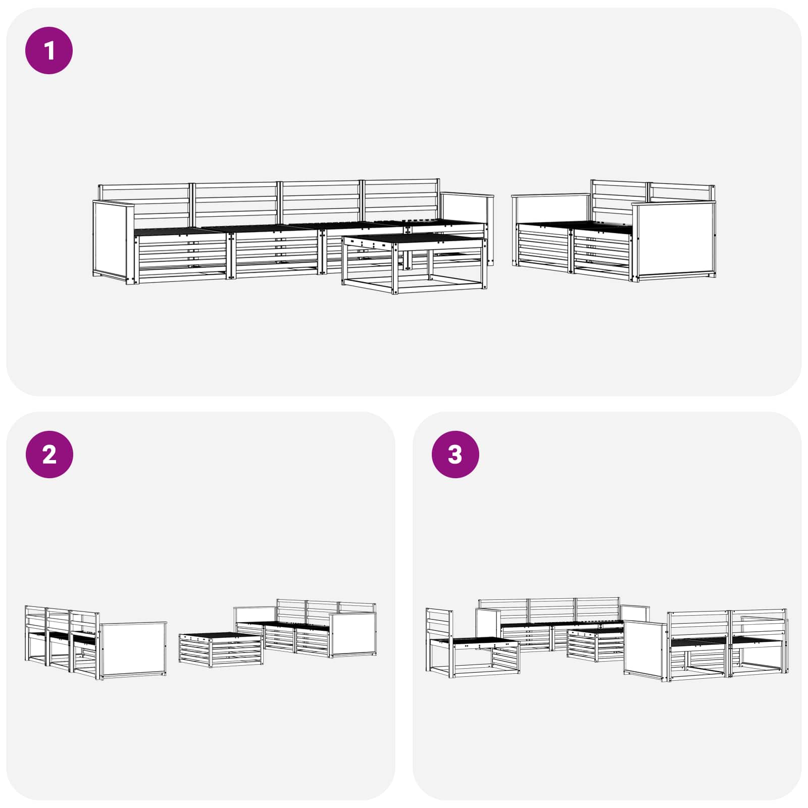 vidaXL Zestaw sof na zewnątrz 7 pcs naturalny Lite Drewno Akacji