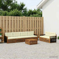 vidaXL Zestaw sof na zewnątrz z poduszką 7 pcs Naturalny i Kremowy