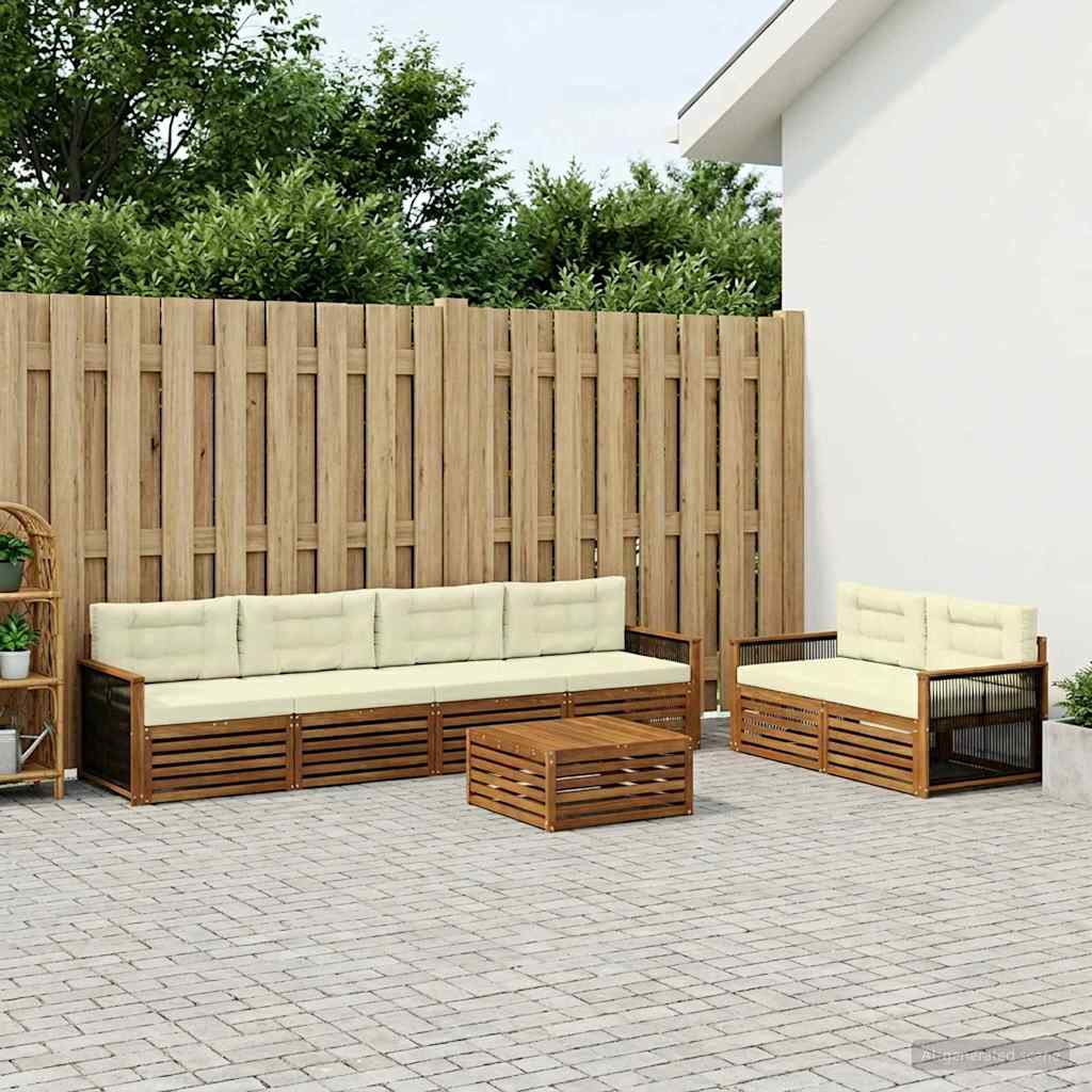 vidaXL Zestaw sof na zewnątrz z poduszką 7 pcs Naturalny i Kremowy