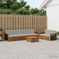 vidaXL Zestaw sof na zewnątrz z poduszką 7 pcs Naturalny i jasnoszary
