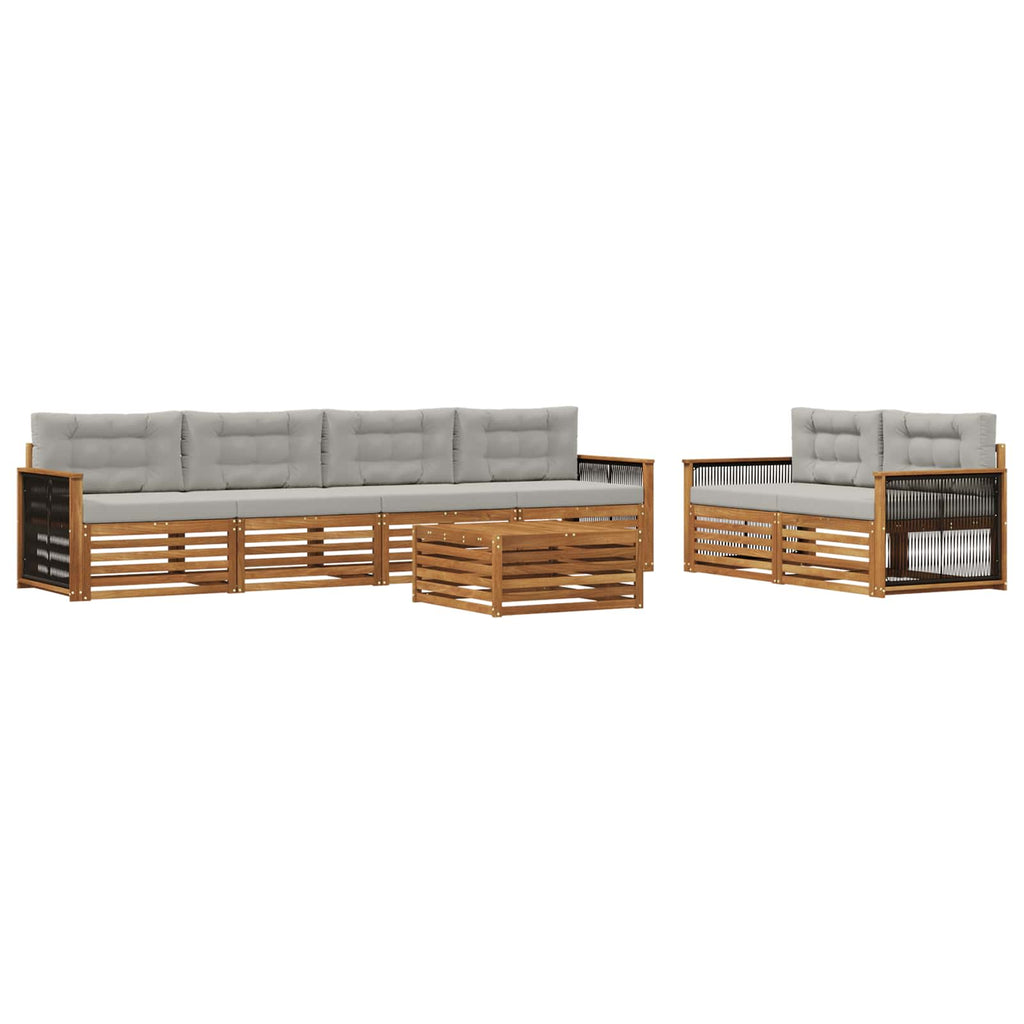 vidaXL Zestaw sof na zewnątrz z poduszką 7 pcs Naturalny i jasnoszary