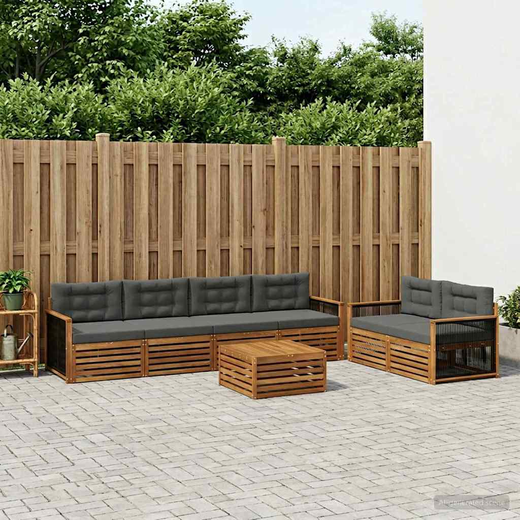 vidaXL Zestaw sof na zewnątrz z poduszką 7 pcs Naturalny i Antracytowy