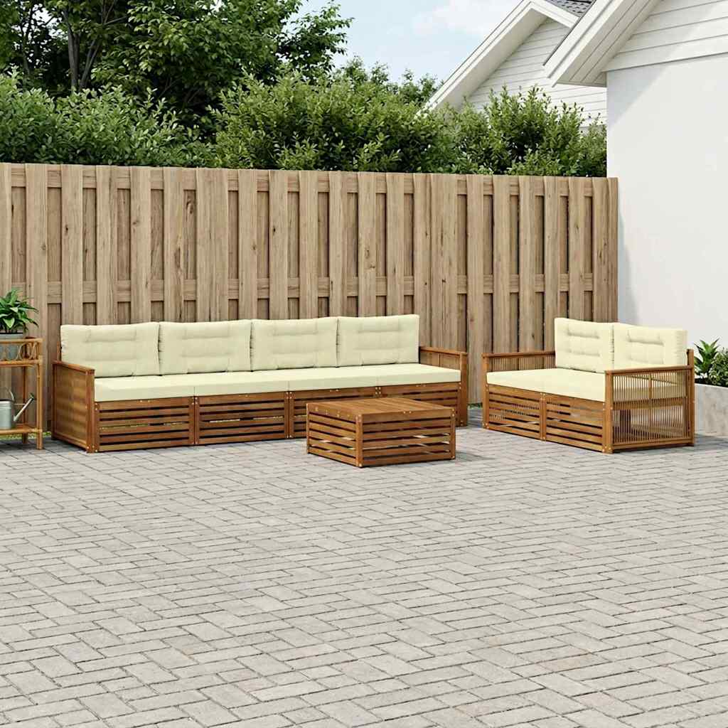 vidaXL Zestaw sof na zewnątrz z poduszką 7 pcs Naturalny i Kremowy