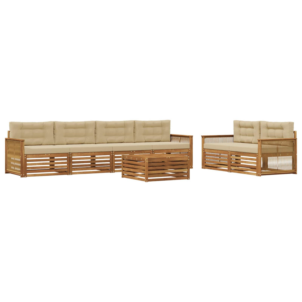 vidaXL Zestaw sof na zewnątrz z poduszką 7 pcs Naturalny i Beżowy