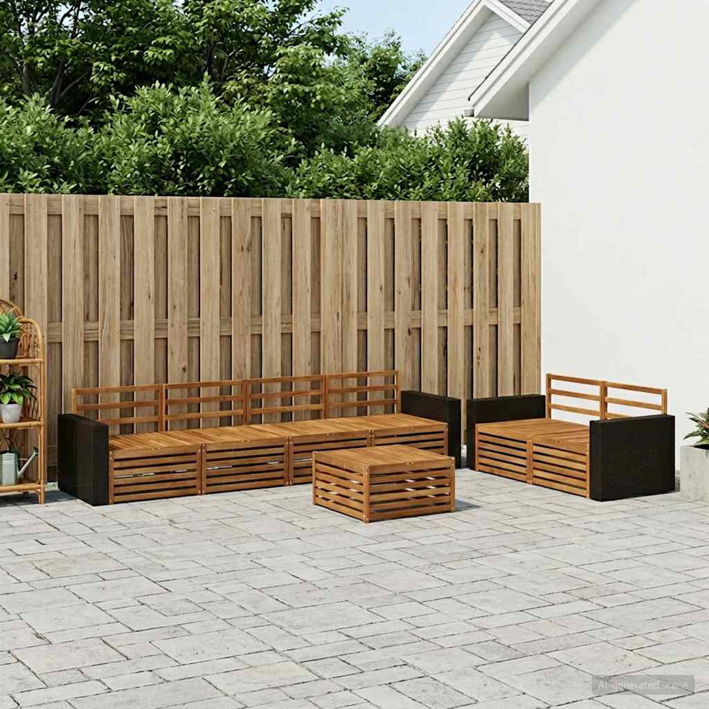 vidaXL Zestaw sof na zewnątrz 7 pcs naturalny Lite Drewno Akacji