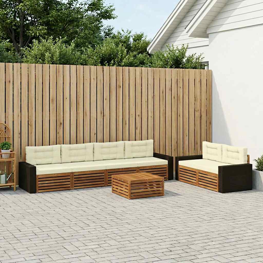 vidaXL Zestaw sof na zewnątrz 7 pcs Naturalny i Kremowy Poliester
