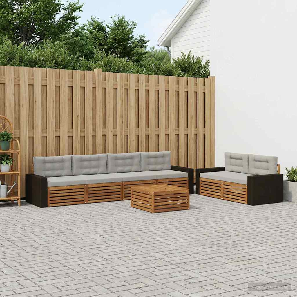 vidaXL Zestaw sof na zewnątrz 7 pcs Naturalny i jasnoszary Poliester